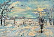 Waldemar Rosler Landscape in lights fields in the winter oil on canvas